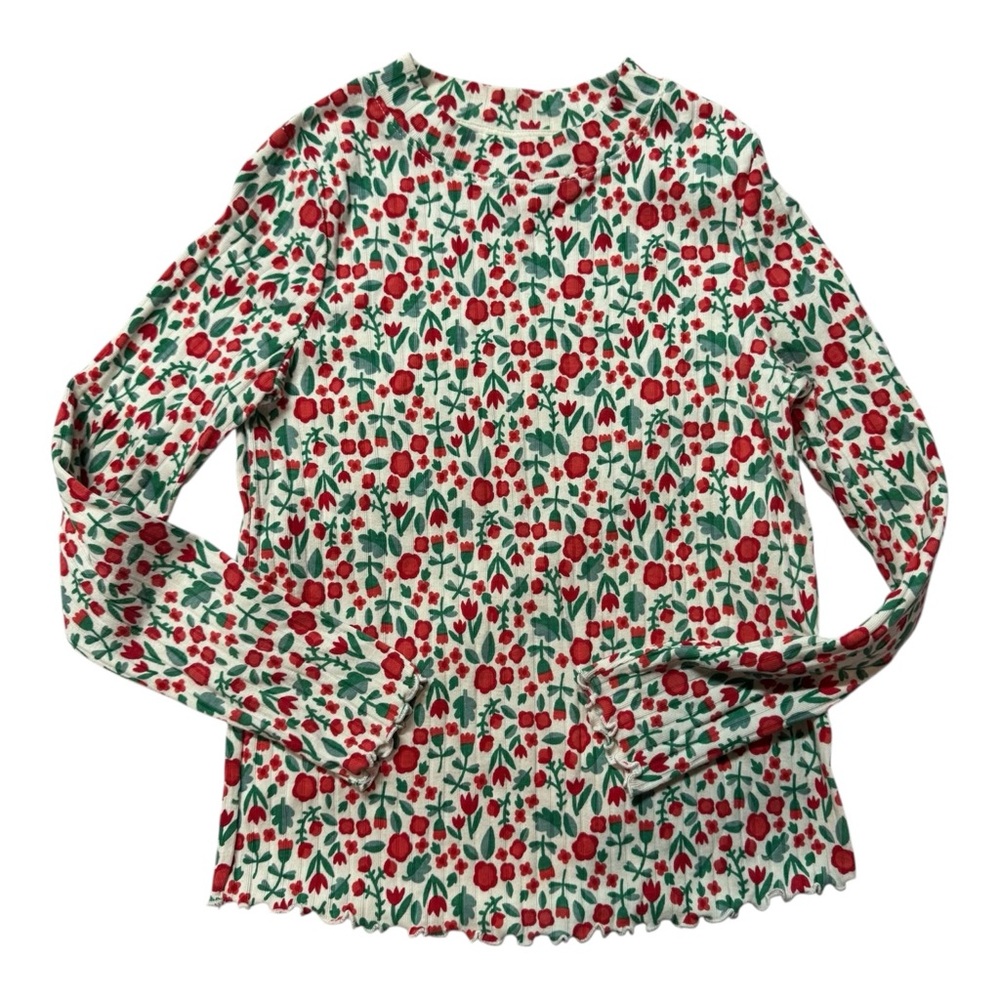 Cat & Jack Red and Green Floral Long Sleeve Tee